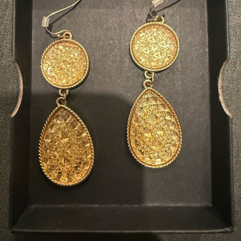 Gold Textured Teardrop lightweight Drop Earrings - Women Jewelry